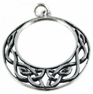 Sterling Silver Celtic Moon Pendant Knotwork Charm