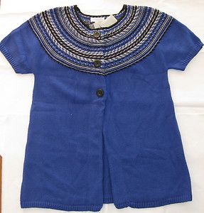 Charter Club Cardigan Sweater PS Short Sleeve Blue Black Silver Nordic 