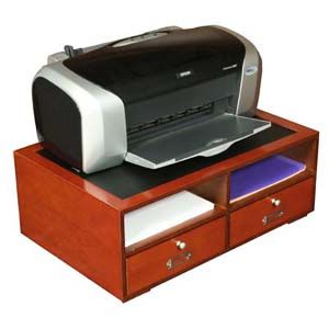 Cherry Wood Printer Stand Desktop Organizer New