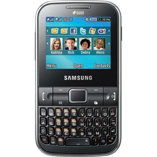 Samsung C3222 Chat Dual SIM Quad Band GSM Cell Phone Unlocked Black