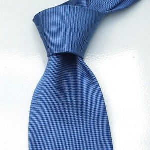 New $195 CHARVET Tie Ocean Blue Microcheck Weave