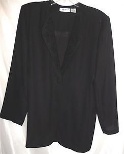 CHAUS Dress Ladies Blazer Women Jacket Sz 12 Long Sleeve Black 