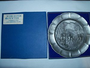 Worcester Pewter Currier Ives Christmas Plate 1976 Winter Pastime w 