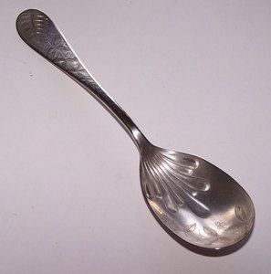 Antique Victorian Towle Sugar Spoon with Etched Design