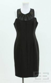 Charles Chang Lima Black Cotton Silk Jeweled Sleeveless Dress Size 10 