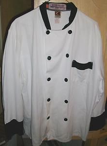 Chef Coat Black White Chef Designs Waist Length Size Medium 40 42 Long 