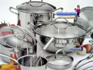 Wolfgang Puck 18pc Stainless Steel Cookware Pots Pans