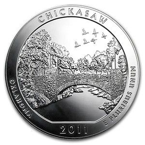 2011 5 oz Silver ATB Coin Chickasaw OK America The Beautiful