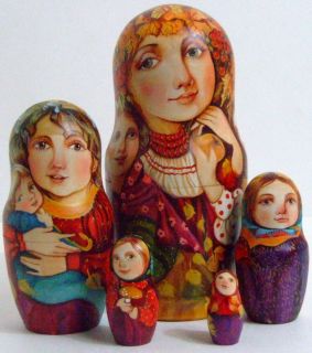   One of a Kind Russian Nesting Doll AUTUMN GIRLSby SHAPOVALOVA