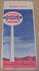 Champlin Oil Refining Company Minnesota vintage highway Road Map