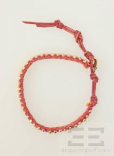 Chan Luu Pink Orange Gold Beaded Woven Bracelet