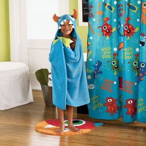   Beans Monster Bath Wrap Kids Hooded Towel 27x54 Cotton New