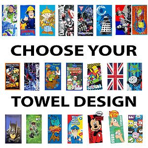 Cotton Character Towels Kids Childrens Beach Bath Swimming Various 