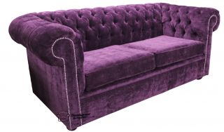 Chesterfield Traditional 2 Seater Settee Sofa Velluto Amethyst Purple 