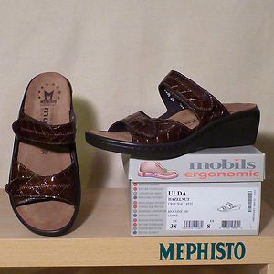Mephisto ULDA Womens Wedge Sandal, NEW Size 10, Hazelnut Croc 