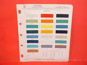 1957 1958 CHEVROLET CHEVY PICKUP TRUCK PAINT CHIPS COLOR CHART 
