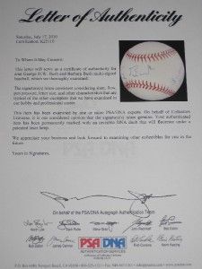 Both signatures have been authenticated by PSA/DNA The baseball has 