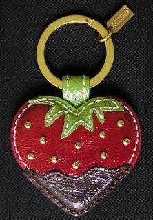 New Coach Leather Chocolate Dipped Strawberry Keychain Key Fob 62938 