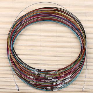 50p 1mm Wholesale Mixed Wire Cable Choker Necklace 18L