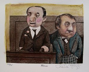 Charles Bragg Hand Signed Color Lithograph Witness Court Lawyer Judge 