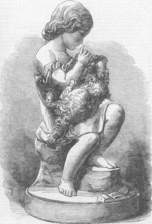 Children Go to Sleep Marble Statue Dog Old Print 1862