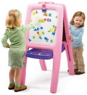 New Kids 2 Sided Art Easel Chalk Magnetic Dry Erase Board with 77 
