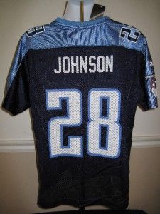 This is a NEW REEBOK Chris Johnson #28 of the Tennessee Blue Jersey 