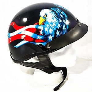 Eagle Design Motorcycle Half Helmet Youth XL for Youth or Woman