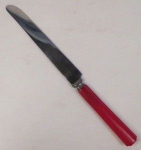 Cherry Red Bakelite Knife Stainless Blade Robinson Co Vintage Flatware 