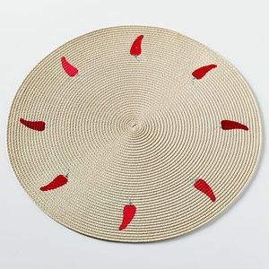 Chili Hot Red Pepper Round Braided Placemat Set of 4 Dinning Table 