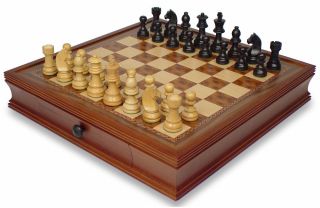   Staunton Chess Set Eboninzed Boxwood Walnut Chess Case 3 25 K