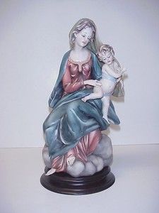 Capodimonte Porcelain Madonna Child Statue Very Large Artist Signed 