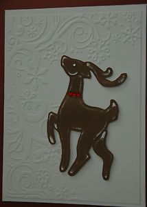 Handmade Christmas Card Deer with Rhinestone Collar