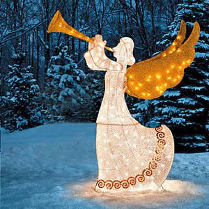   Angel with Horn w Moving Wings Lighted Christmas Outdoor Decor