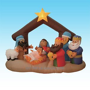 Christmas Inflatable Nativity Manger Scene Three Wise Men Yard 