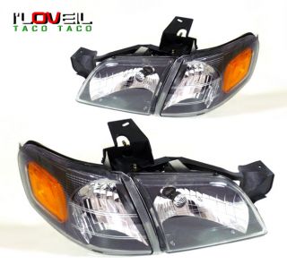 1997 2005 CHEVY VENTURE SILHOUETTE CRYSTAL BLACK HEADLIGHTS + CLEAR 