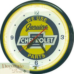 Chevy Bowtie Neon 20 Wall Clock Auto Made in The USA 1 Year Warranty 