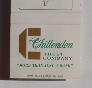 1960s Matchbook Chittenden Trust Company Northern Vermont Burlington 