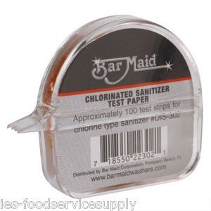 CHLORINE TEST STRIPS Pack of 100 BarMaid Sealed Pull Type Case w Color 