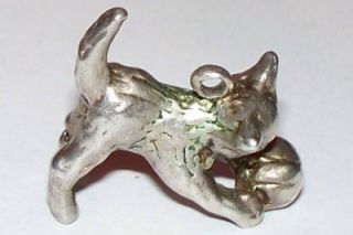   Kitten Playing With A Ball English Vintage Sterling Bracelet Charm 5