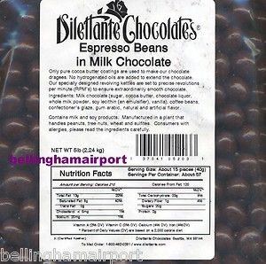 Dilettante Chocolates Espresso Beans Covered Milk Chocolate Fast Free 