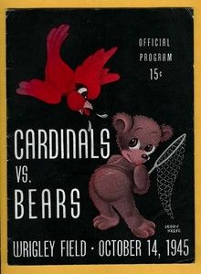 1945 Chicago Bears Program Poster Chicago Cardinals NFL Wrigley Halas 