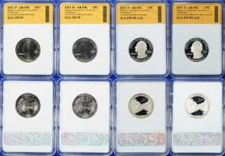   SILVER PROOF / UNCIRCULATED CHICKASAW OKLAHOMA QUARTER SET