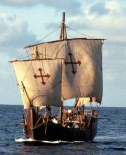 The ships of Christopher Columbus fleet on his first voyage of 