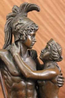 classic greek warrior couple bronze sculpture statue nr