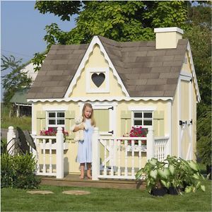 Victorian 6x8 Childrens Wood Playhouse Kit w Floor Chimney Deck and 