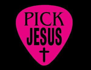 Pick Jesus Vinyl Decal Pink 5 Guitar Christian Cross