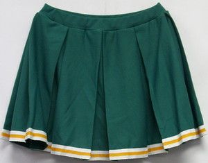 Cheer Kids MotionWear Cheerleading Box Pleat Skirt Green Gold White Sz 
