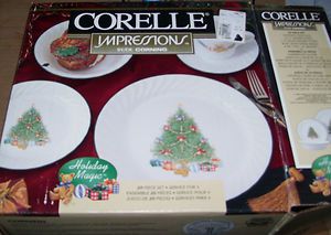   Corning Impressions  Holiday Magic  CHRISTMAS DISHES 20 pcNIB
