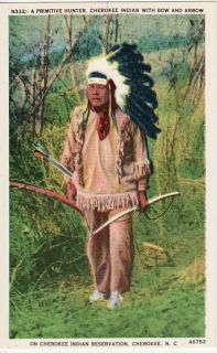 Cherokee Indian with Bow and Arrow Postcard